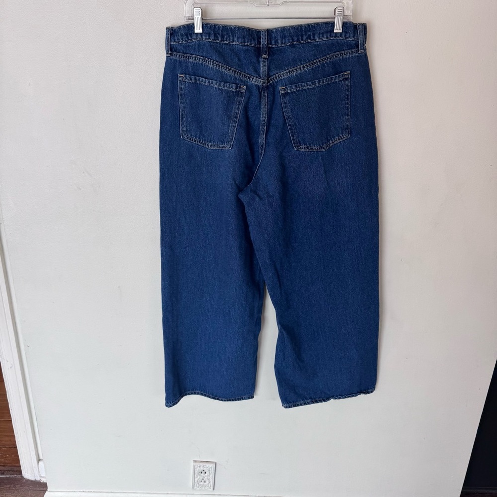 Old navy drapery denim high rise baggy Wide-Leg Denim Jeans size 14 - Picture 6 of 8